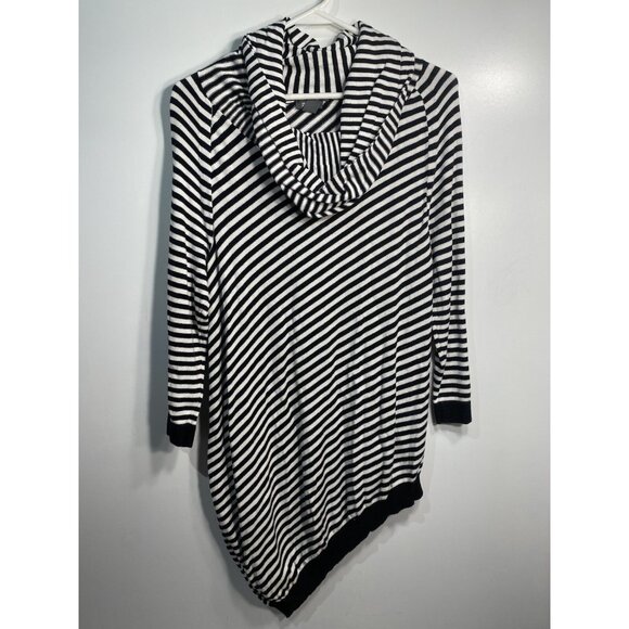 kenneth cole reaction womens shirt size medium black white long sleeve striped - Picture 1 of 4